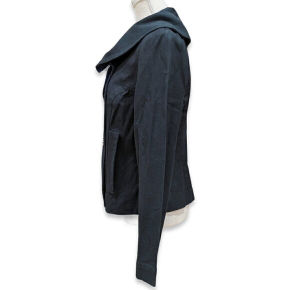 St. John Sport Double Breasted Asymmetric Big Collar Coat Black Jacket Size M - Picture 5 of 13